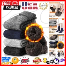 5 Pairs Women Merino Wool Boot Socks Warm Thermal Winter Thick Hiking Cozy Ca...