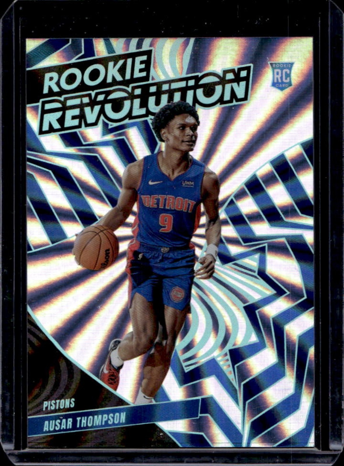 2023-24 Panini Revolution Ausar Thompson RC Sunburst #/75 Pistons Rookie