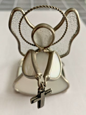 Stained Glass Angel Votive Candle Holder with Cross