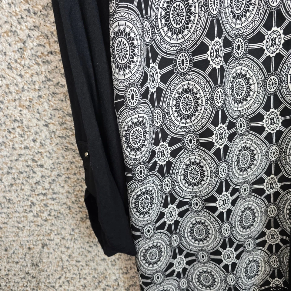 Top Rosa y Oliva Mujer Plus 3X Negro Cuello Corbata Estampado Manga 3/4 Informal Damas Foto 3 de 4