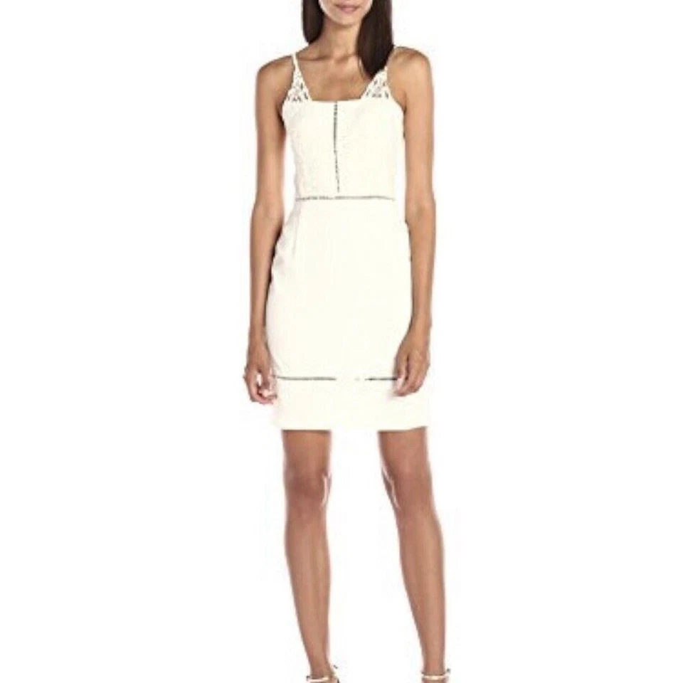 J.O.A. Mini Vestido Los Angeles Talla Pequeña Crema Forrado Novia Ducha Encaje Crochet Foto 4 de 4