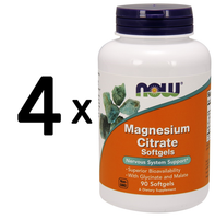 4 X Now Foods Magnesium Citrate Softgels - 90 Softgels (166,53 Eur/Kg)