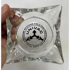 Vintage Univac Defense Systems Field Engineering Ashtray - Clear Glass Sperry