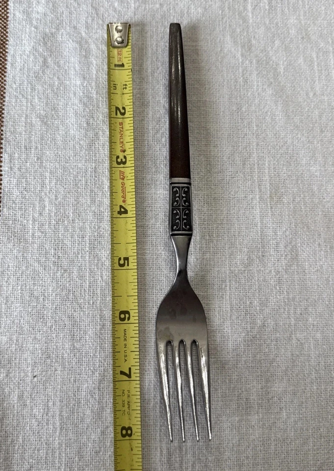 Tenedor de madera vintage Ekco Eterna LA JOYA acero inoxidable Japón MCM Foto 4 de 4