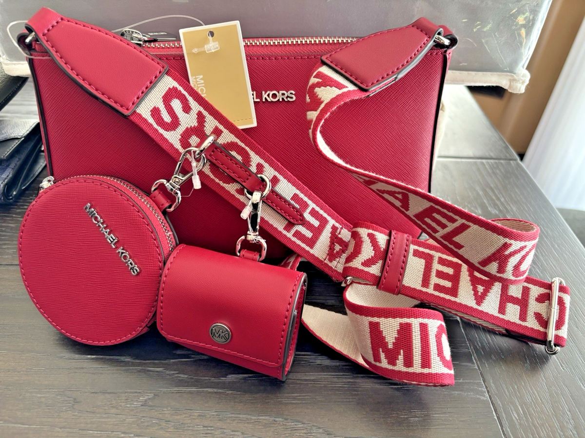 Michael Kors Jet Set Travel Crossbody Bag Tech Attached MK Dark