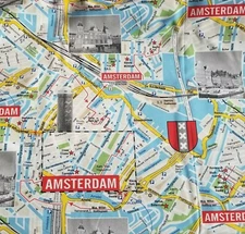 Amsterdam Map on Cotton-Blend Light Duck Cloth - So Awesome!