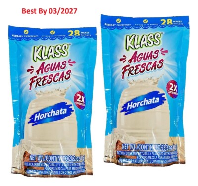2-PACK Klass Aguas Frescas Horchata 28.2 Oz each bag, Natural Flavors, Sweetened