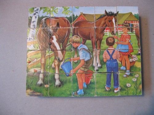 Vintage Wooden Blocks Picture Puzzles- West Germany- Cows, horses, cats, dogs - Picture 5 of 15