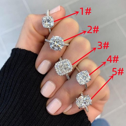 Fashion 5 Styles 925 Silver Plated Ring Cubic Zircon Women Party Jewelry Sz 6-10 - Bild 6 von 9