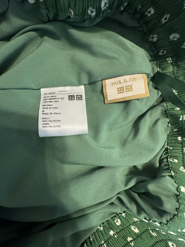 Gonna midi Uniqlo x Paul & Joe verde floreale elastica a strati M 28/29 foderata tasche - Foto 8 di 10