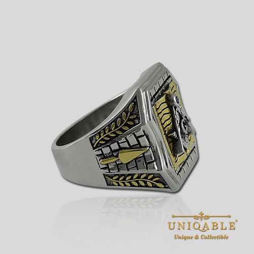 Anillo Bíblico Masónico Plata Esterlina .925 Enchapado en Oro 18K Masón Masón ÚNICO - Imagen 4 de 12