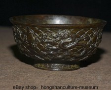 4.6 " Qianlong Marked China Bronze Dynasty Dragon Pattern Bowl Bowls