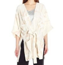 $295 NWT HALSTON HERITAGE SzS PRINTED FLOWY SILKY OVERSIZED KIMONO WRAP JACKET 