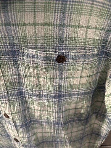 Patagonia Organic Cotton Shirt Men’s Size M Green Blue White Plaid Short Sleeves - Picture 3 of 9