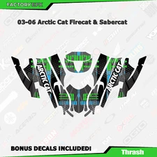 Green Thrash Graphics kit fits Arctic Cat Sabercat Firecat 500 600 700 F5 F6 F7