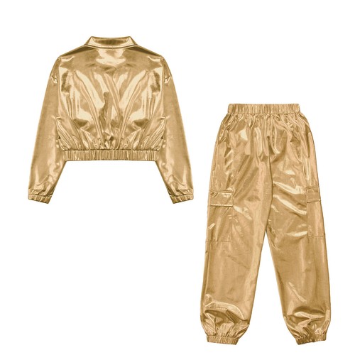 Unisex Kids Dancewear Ballroom Sweatsuit Shoot Outfits Athletic 2 Piece Set Top - Picture 24 of 143