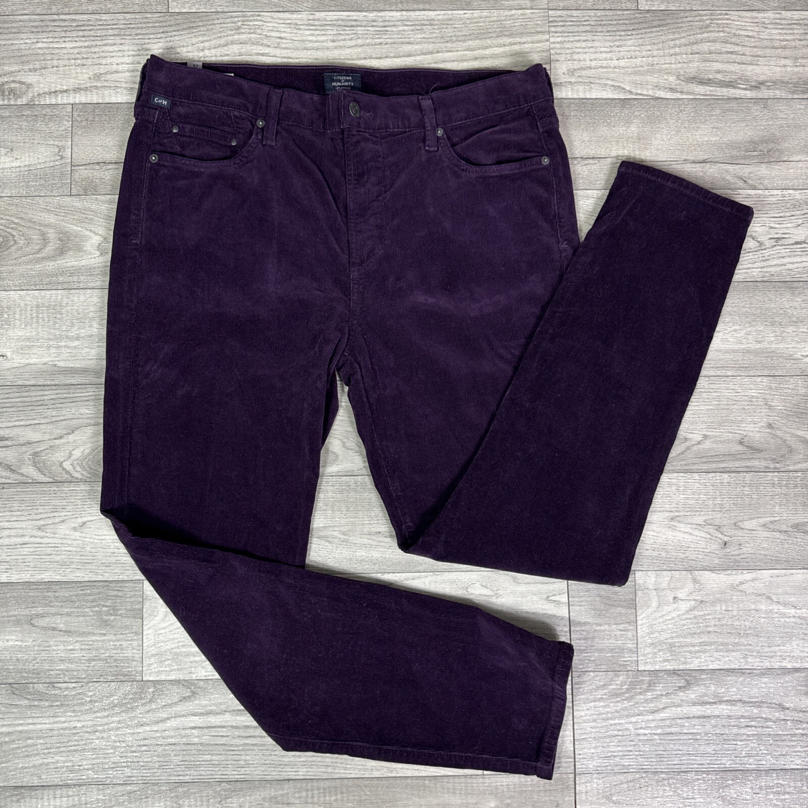 Citizens of Humanity Purple Corduroy High-Rise Skinny Rocket Ankle Pants Size 32 for Women