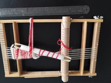 Vintage Wooden German Tabletop Weaving Loom in working condition