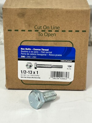 10 POUNDS Hillman 1/2"-13 X 1" Coarse Thread Zinc Hex Bolts 661387 | eBay