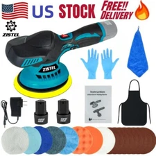 Dual Action Orbital Car Polisher Buffer Sander Polishing Machine w/ 2 Batteries