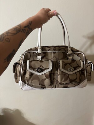 Coach Monogram Signature C Gallery Pocket Tote Satchel