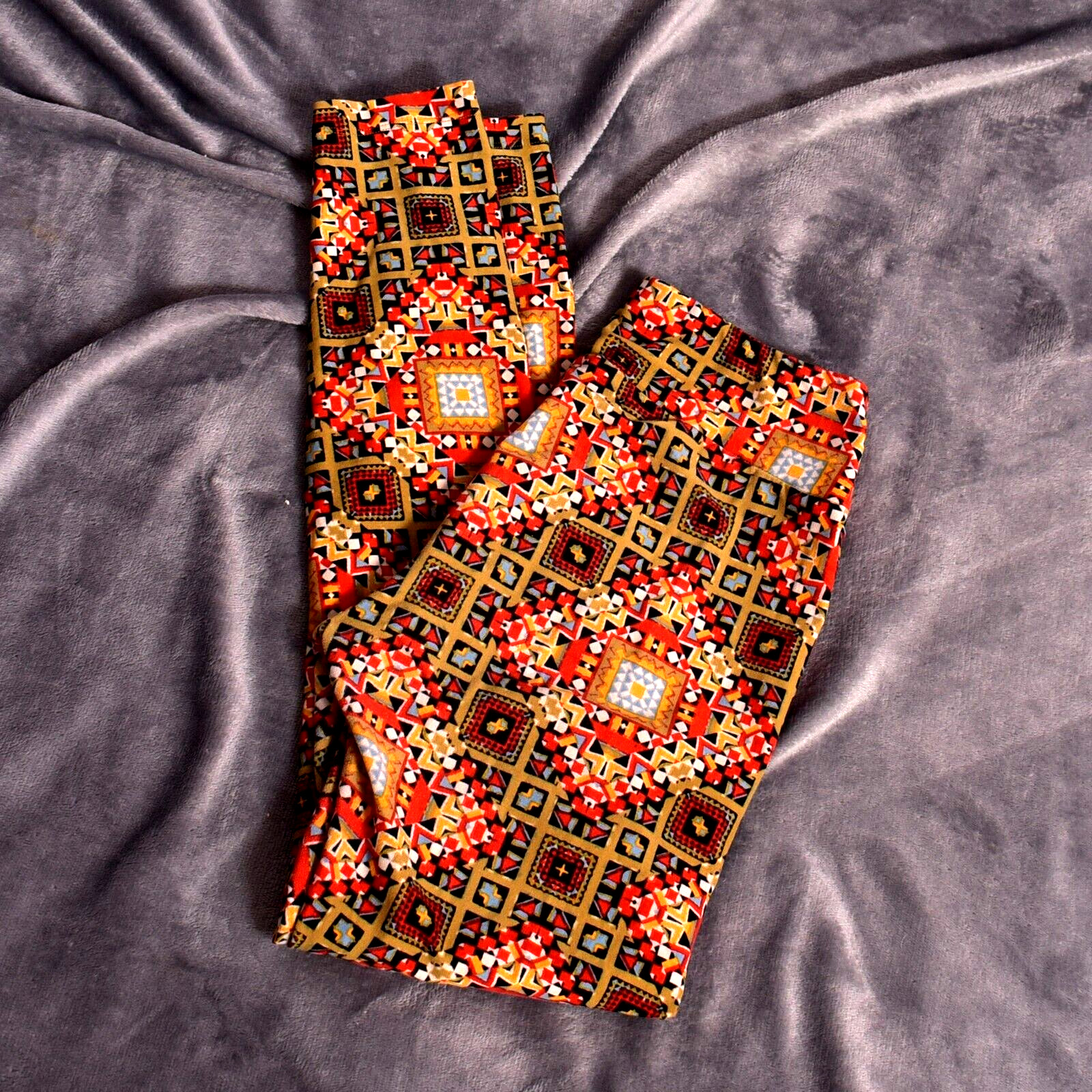 LuLaRoe Leggings Patchwork Pattern Fall Colors  O… - image 3