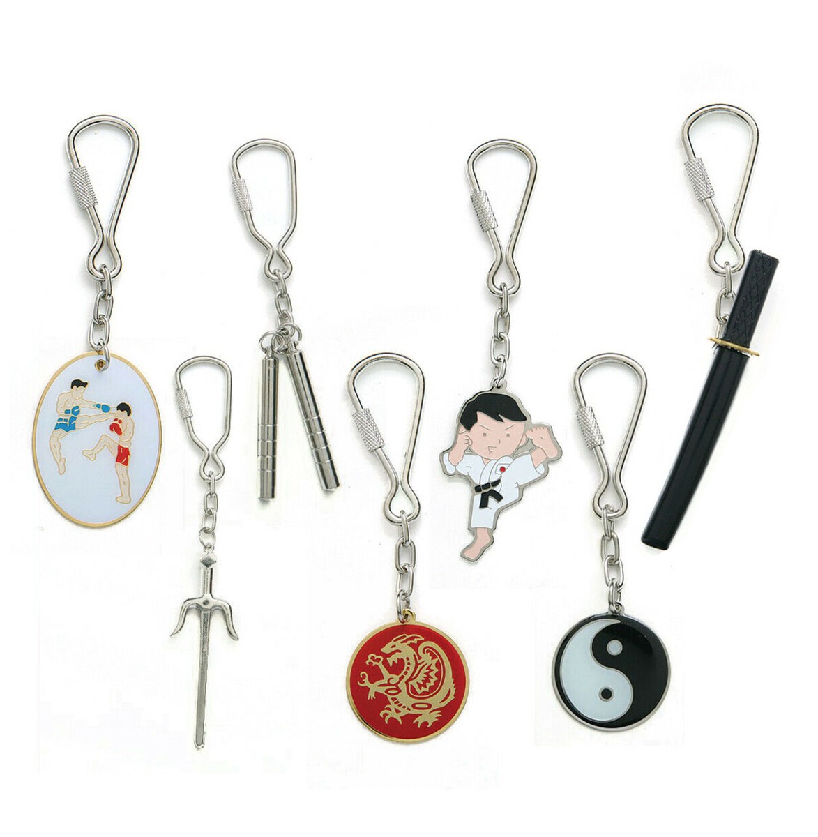 Key Chain Karate Taekwondo Kickboxing Sai Nunchaku Yin Yang