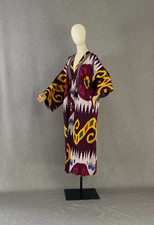 Uzbek ikat chapan/Cotton jacket/Boho ikat coat/Ethnic abaya cape/Tribal kimono