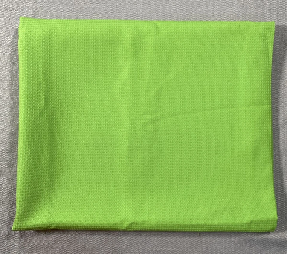 Fabric 1/3 60" Width Solid Neon Green Polka Dot Textured Vintage 1980s - Image 2 of 4