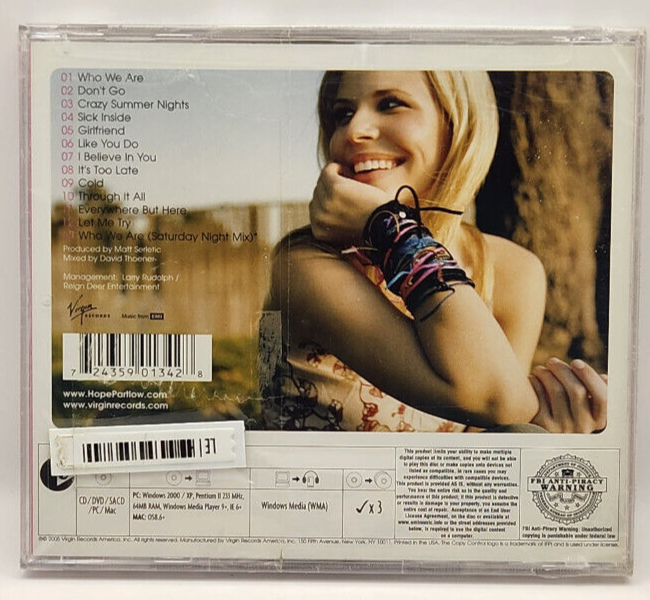 Hope Partlow Who We Are Recording Rock Pop Music CD 2005 NEW