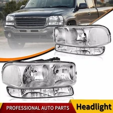 For 99-06 GMC Sierra 1500 2500 00-06 Yukon Chrome Headlights Clear Corner Lamps