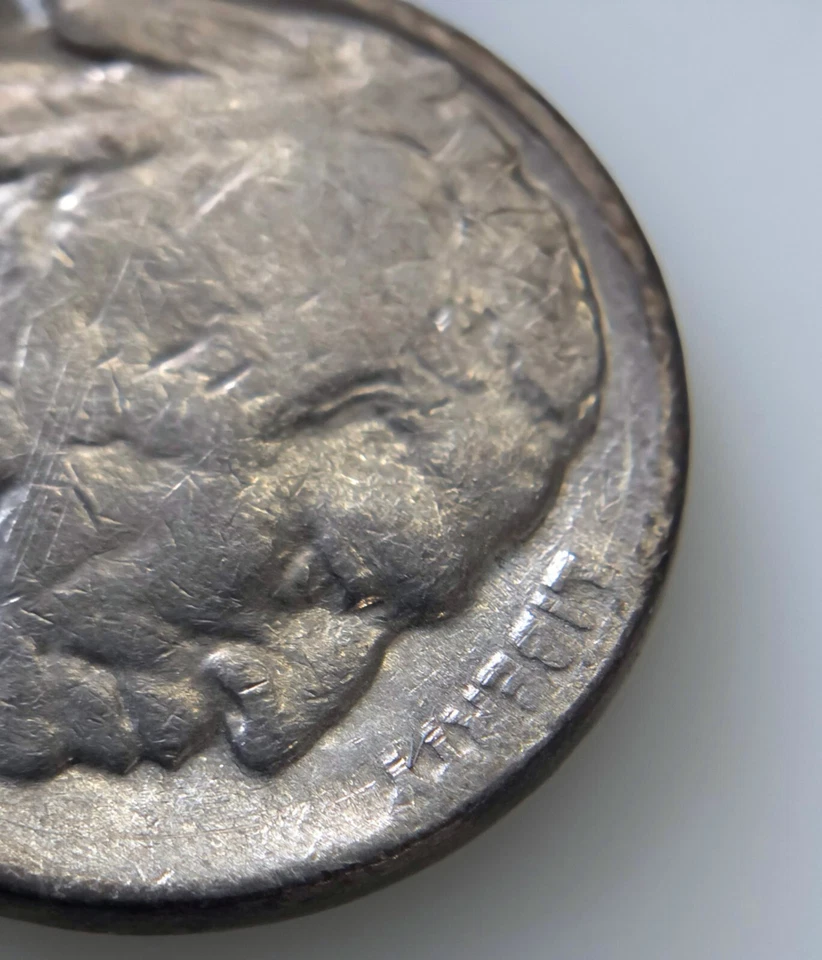1937-D Buffalo Nickel w/ Clipped Planchet & Grease Strike Error! - Image 3 of 4