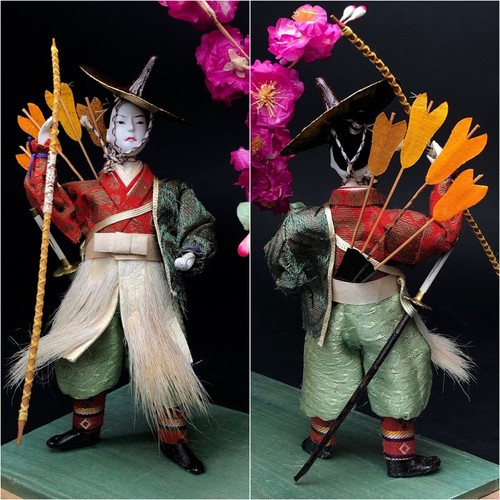 2 antike MUSHA japanische NINGYO Puppe SAMURAI mit KATANA Bogen & Pfeil - Bild 4 von 8