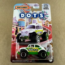 Matchbox 2024 Candy Series Volkswagen Beetle 4X4 DOTS White 6/6 1:64 Diecast Car