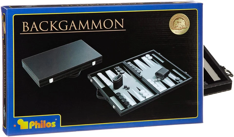 Philos Backgammon Game Set with Accessories 18.5in Board (Grey) - Image 3 of 4