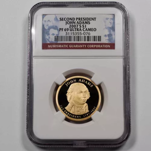 2007 S John Adams Presidential Dollar NGC Proof 69 Ultra Cameo $1 US Coin