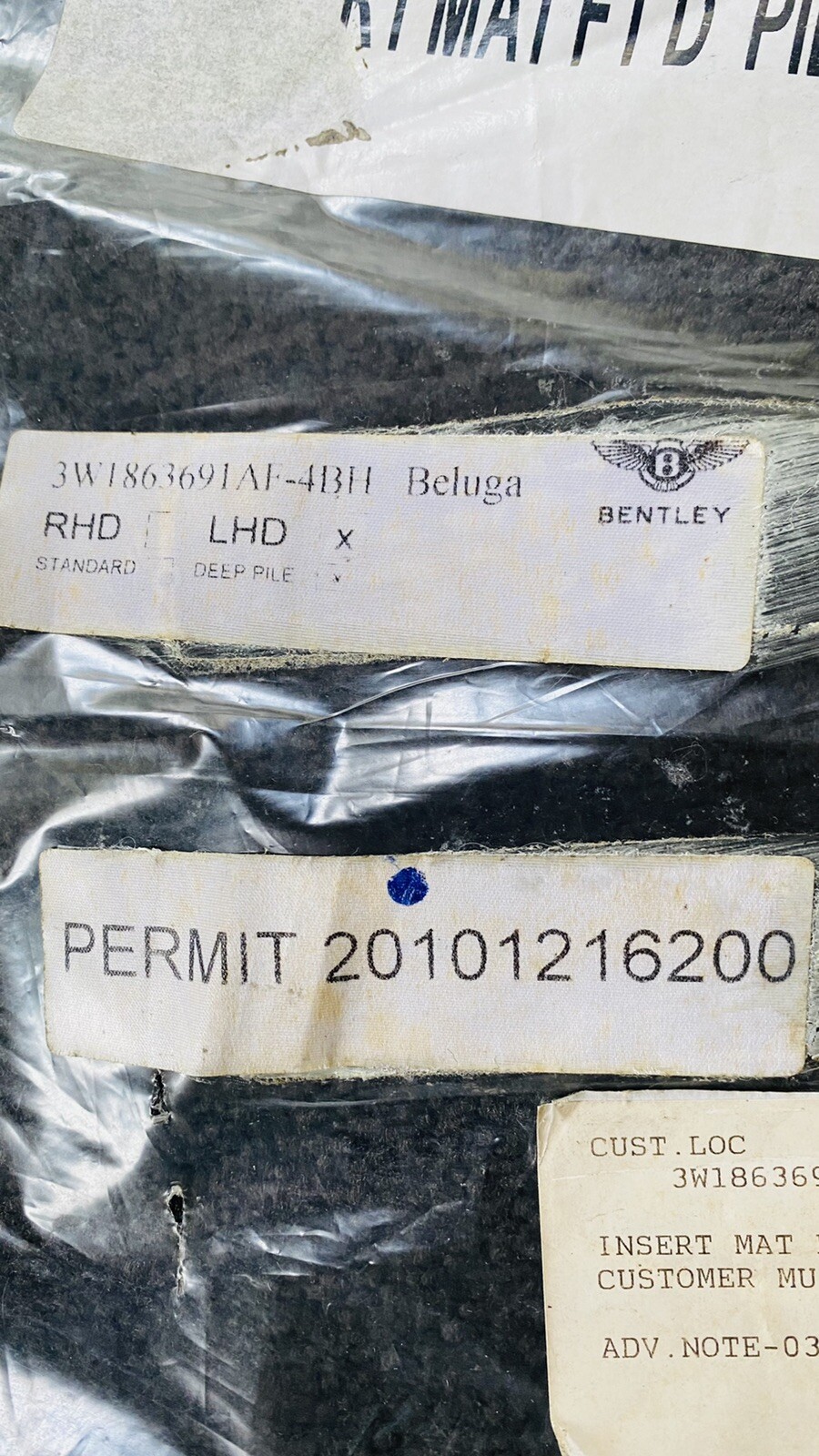 Genuine Bentley 3W1863691AF4BH Front right And Left FOOT MATS BELUGA