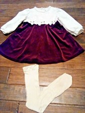 EUC Girls Vintage Rose Cottage Ivory Lace Red Burgundy Dress Size 3T