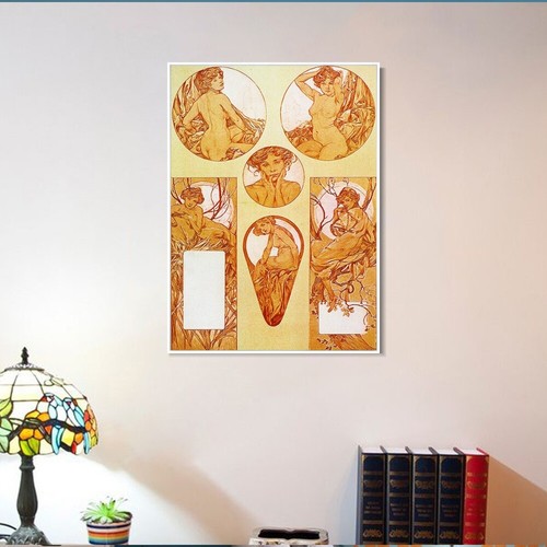 Framed Canvas Print Series#56 by Alphonse Mucha Wall Art Home Decorations - Picture 6 of 17