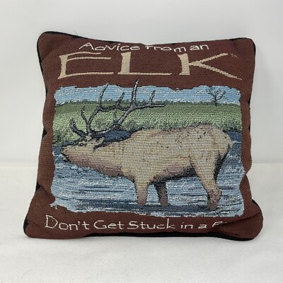 12'' x 12 '' Pillow Advice From An Elk ''Don't Get Stuck In A Rut''