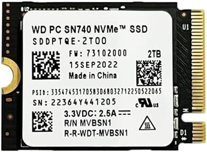 Western Digital WD PC SN740 NVME M.2 2230 SSD 1TB 2TB PCIe