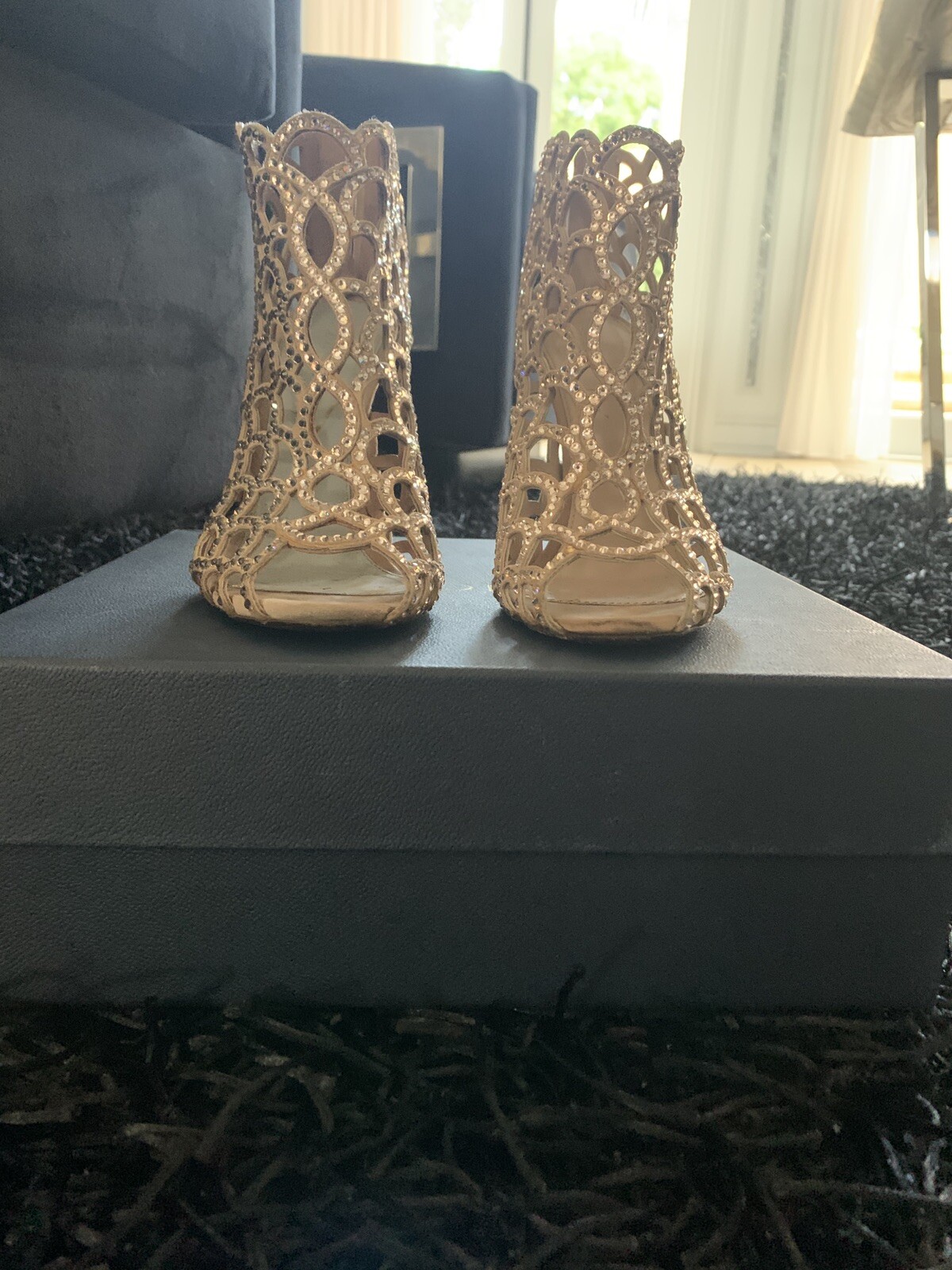 幅広type スワロフスキー シルク チェーン Sergio Rossi SWAROVSKI
