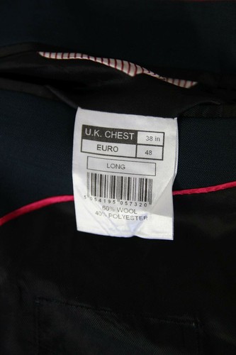 BRAND NEW WOOL RICH BLEND 3 POCKET BLUE JACKET: 38 INCH CHEST (LONG FIT) - Picture 7 of 9