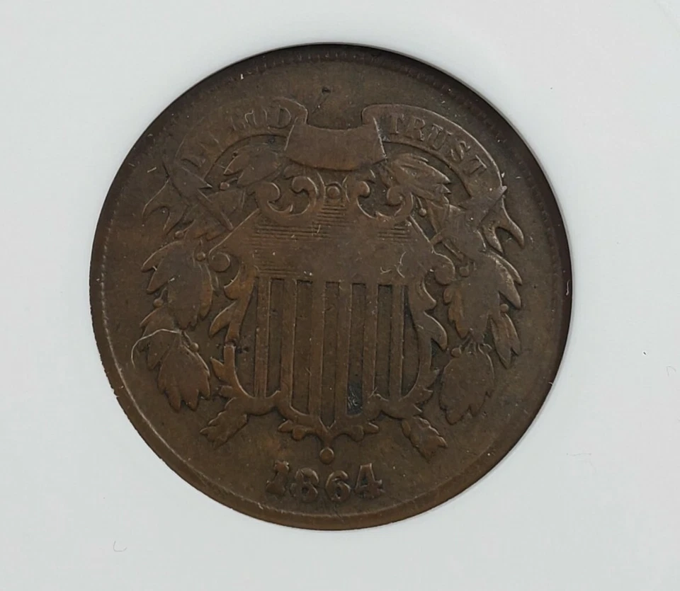1864 2c Liberty Two Cent Coin ANACS VG08 FS-1302 Breen-2373 18/18 RPD Variety - Image 2 of 4