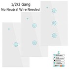 WiFi Smart Light Switch 1/2 3 Gang No Neutral Wire Required for Alexa Google APP