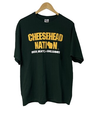 Green Bay Packers Cheesehead Nation Beer Brats Ball Games Size XL Beat Vikings