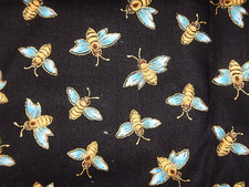 Timeless Treasures Black Bee Print Fabric 2002 BTY