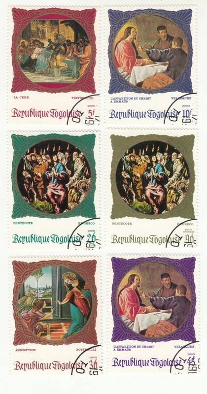 Togo 1969. Religious Paintings Tintoretto, Velazquez, El Greco Botticelli CTO OG