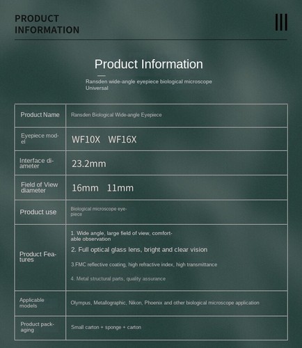 Microscopio biologico WF10X WF16X Ransden obiettivo oculare ottico grandangolare 23,2 - Foto 9 di 14
