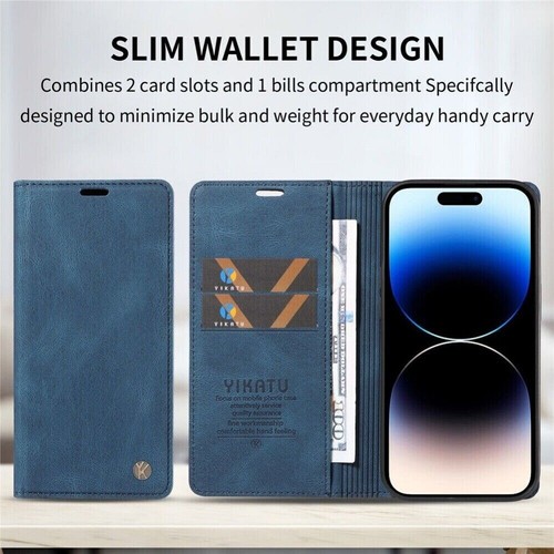 For iPhone 16e 16 15 14 13 12 11 Pro Max Plus Leather Wallet Case Magnetic Cover - Picture 32 of 96